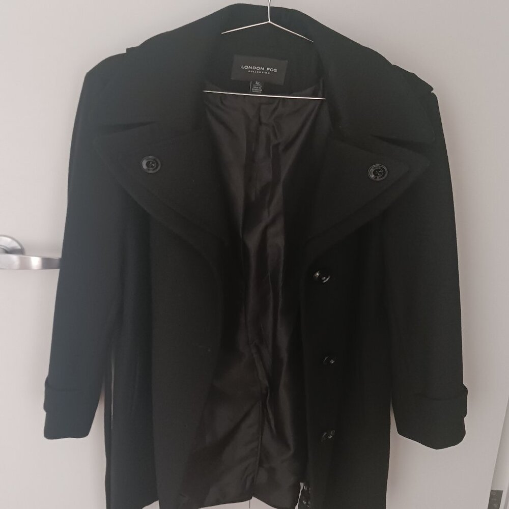 Black London Fog Wool Coat Women’s XL Never Worn Free Wallet